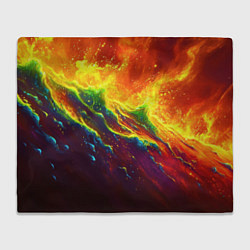 Плед флисовый Абстрактные волны с огнем, цвет: 3D-велсофт