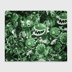 Плед флисовый Растения против зомби в зеленом цвете, цвет: 3D-велсофт