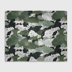 Плед флисовый Зеленый фактурный камуфляж, цвет: 3D-велсофт