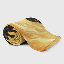 Плед флисовый Золотистая материя на черном фоне, цвет: 3D-велсофт — фото 2