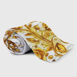 Плед флисовый Золотые листья на белом, цвет: 3D-велсофт — фото 2