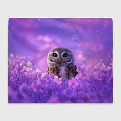 Плед флисовый Сова в фиолетовых цветах, цвет: 3D-велсофт