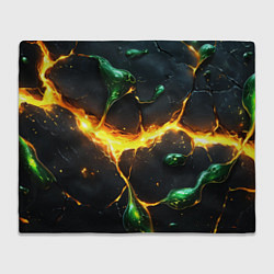 Плед флисовый Разлом текстуры с зеленой слизью, цвет: 3D-велсофт