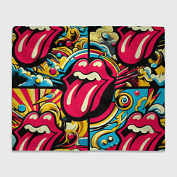 Плед флисовый Rolling Stones logo - pop art pattern, цвет: 3D-велсофт