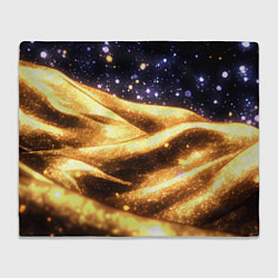 Плед флисовый Золотая текстура и синее небо, цвет: 3D-велсофт