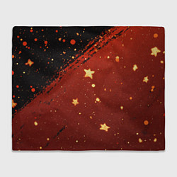 Плед флисовый Золотые звездочки на коричневой текстуре, цвет: 3D-велсофт