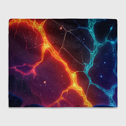 Плед флисовый Сине-оранжевые молнии текстура, цвет: 3D-велсофт