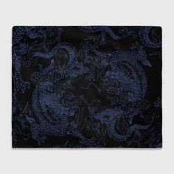 Плед флисовый Синий дракон на черном, цвет: 3D-велсофт