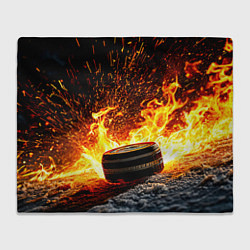 Плед флисовый Шайба в огне, цвет: 3D-велсофт