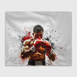 Плед флисовый Тайский боксер на белом, цвет: 3D-велсофт