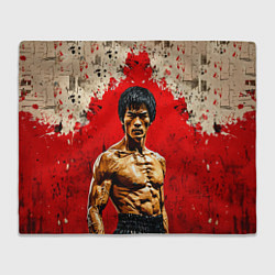 Плед флисовый Брюс Ли на красном, цвет: 3D-велсофт