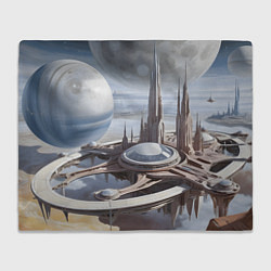 Плед флисовый Инопланетный город, цвет: 3D-велсофт