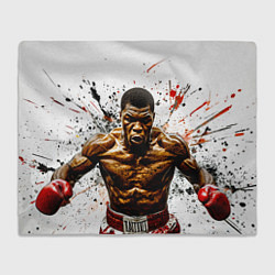 Плед флисовый Мухаммед Али на белом, цвет: 3D-велсофт