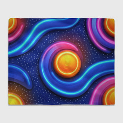 Плед флисовый Оранжевый круг и голубые линии текстура, цвет: 3D-велсофт