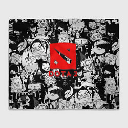 Плед флисовый Dota черно белые персонажи, цвет: 3D-велсофт