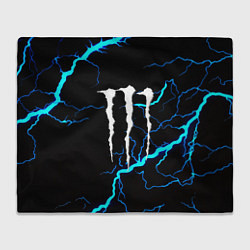 Плед флисовый Monster energy неоновые молнии, цвет: 3D-велсофт