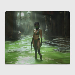 Плед флисовый Джейд в кислоте мортал комбат, цвет: 3D-велсофт