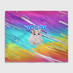 Плед флисовый Inzoi кошечка на радужном фоне, цвет: 3D-велсофт