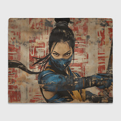 Плед флисовый Боец Мортал комбат Китана, цвет: 3D-велсофт