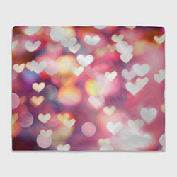 Плед флисовый Сердечки на розовом боке эффекте, цвет: 3D-велсофт