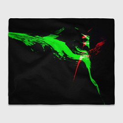 Плед флисовый Color black green red, цвет: 3D-велсофт