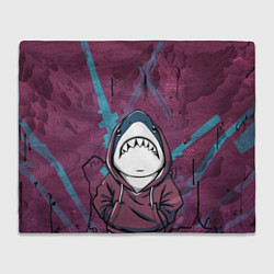 Плед флисовый Акула в капюшоне, цвет: 3D-велсофт