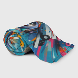 Плед флисовый Funny panda cub on a graffiti background, цвет: 3D-велсофт — фото 2