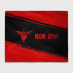 Плед флисовый Bon Jovi - red gradient по-горизонтали, цвет: 3D-велсофт