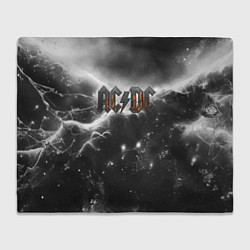Плед флисовый ACDC металлический лого черно-белая текстура, цвет: 3D-велсофт