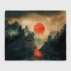 Плед флисовый Старый Японский монастырь, цвет: 3D-велсофт