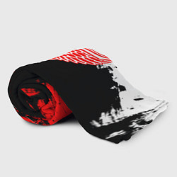 Плед флисовый Детройт Ред Уингз - брызги краска на черном фоне, цвет: 3D-велсофт — фото 2