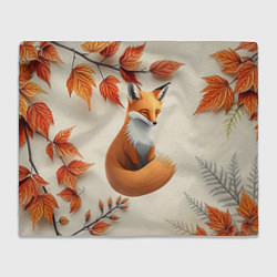 Плед флисовый Лис под осенними листьями, цвет: 3D-велсофт