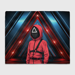 Плед флисовый Игра в кальмара - страж в стиле аниме, цвет: 3D-велсофт