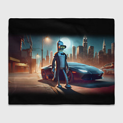 Плед флисовый Бендер с пистолетом - Нью-Йоркская мафия, цвет: 3D-велсофт