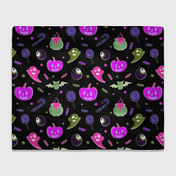 Плед флисовый Halloween pink black pumpkin, цвет: 3D-велсофт