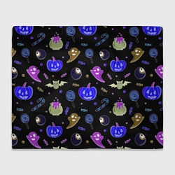 Плед флисовый Halloween blue black pumpkin, цвет: 3D-велсофт