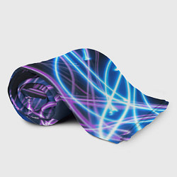 Плед флисовый Неоновая абстракция на темном, цвет: 3D-велсофт — фото 2