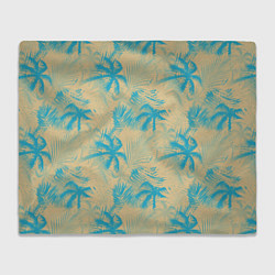 Плед флисовый Palm light blue beige, цвет: 3D-велсофт