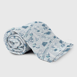 Плед флисовый Мемфис синий с серым клетчатый геометрический узор, цвет: 3D-велсофт — фото 2