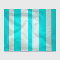 Плед флисовый Color light blue white lines, цвет: 3D-велсофт