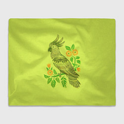 Плед флисовый Попугай с маргаритками, цвет: 3D-велсофт