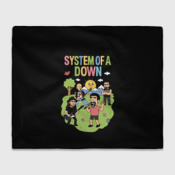 Плед флисовый System of a Down мультяшный, цвет: 3D-велсофт