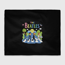 Плед флисовый The Beatles, мультяшный стиль, цвет: 3D-велсофт