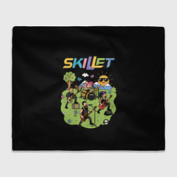 Плед флисовый Скиллет мультяшный стиль, цвет: 3D-велсофт