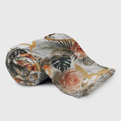 Плед флисовый Мрамор с цветами и леопардовый узор, цвет: 3D-велсофт — фото 2