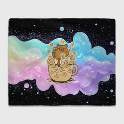 Плед флисовый Менеджер капибара в кружке в стикерах, цвет: 3D-велсофт