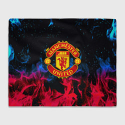 Плед флисовый Манчестер Юнайтед неоновый огонь, цвет: 3D-велсофт