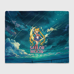 Плед флисовый Sailor Moon на фоне неба, цвет: 3D-велсофт