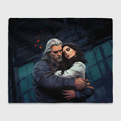 Плед флисовый Йеннифэр и Геральт, цвет: 3D-велсофт