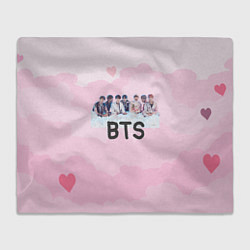 Плед флисовый BTS нежный розовый фон, цвет: 3D-велсофт